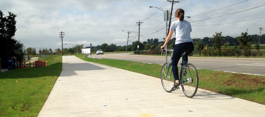 A cyclist on the Lunken Trail