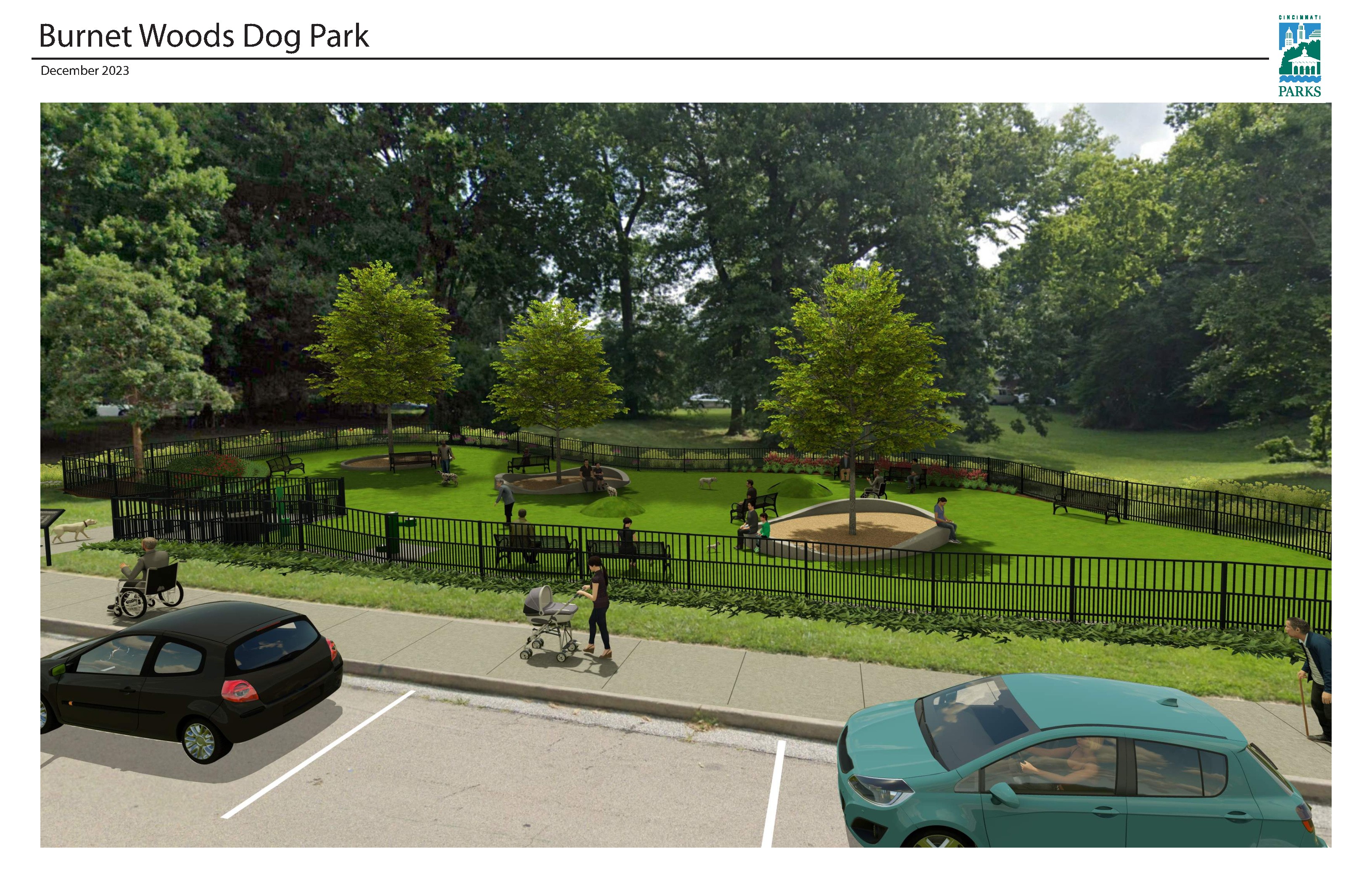 Illustrative rendering of the Burnet Woods Dog Park