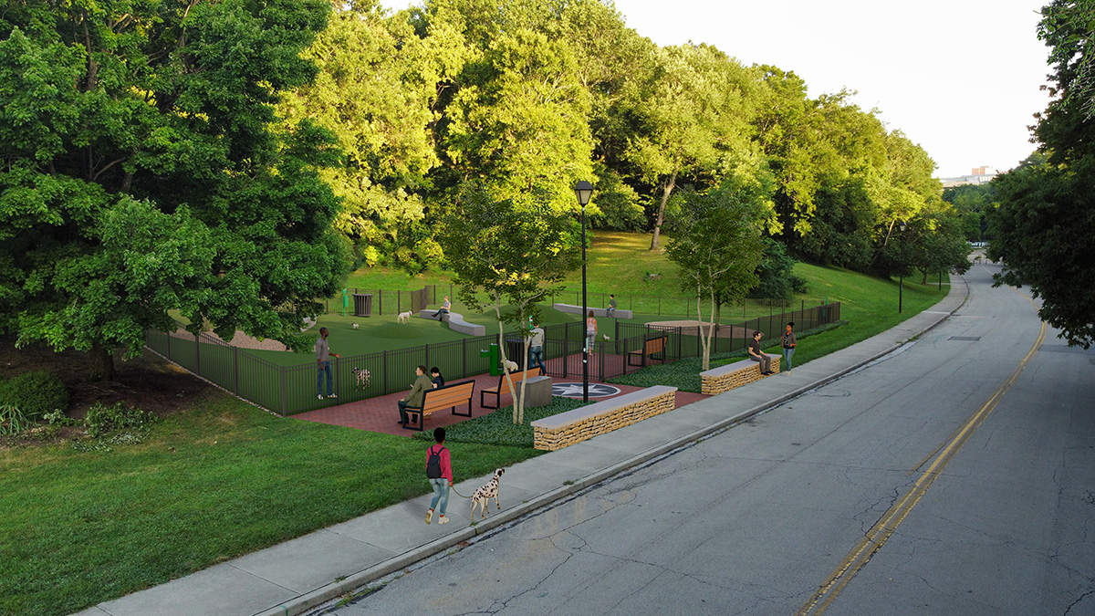 rendering of the burnet woods dog park