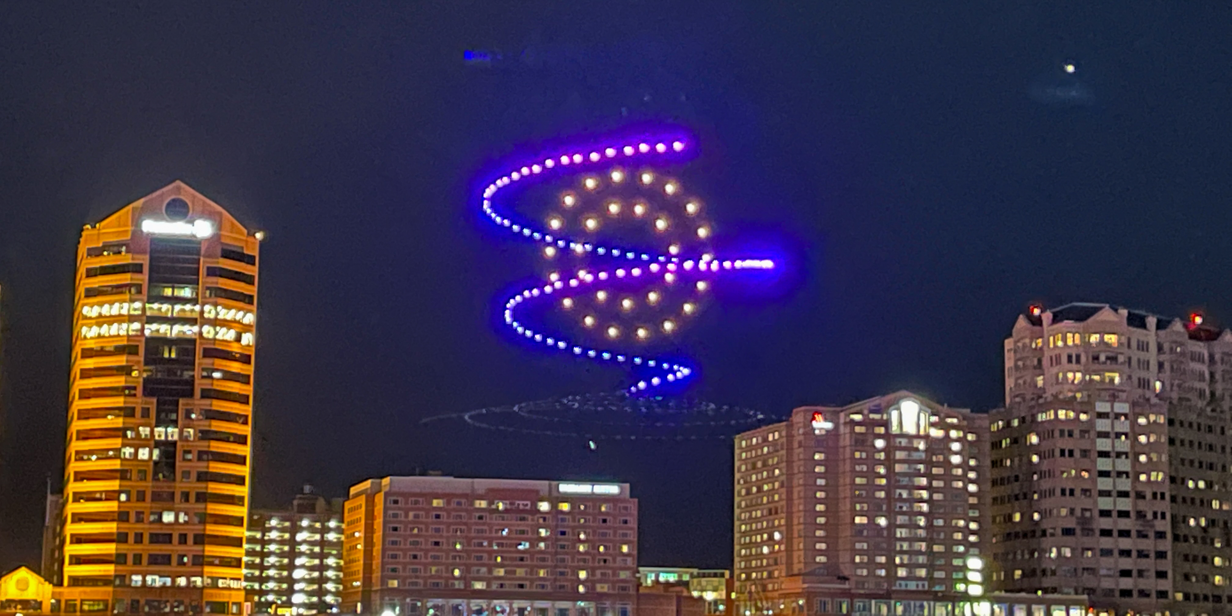 Drone show over the Ohio River