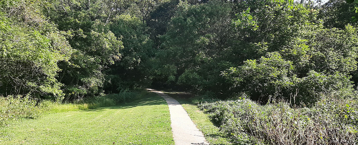 Paved Trail at entrance to Parkers Woods