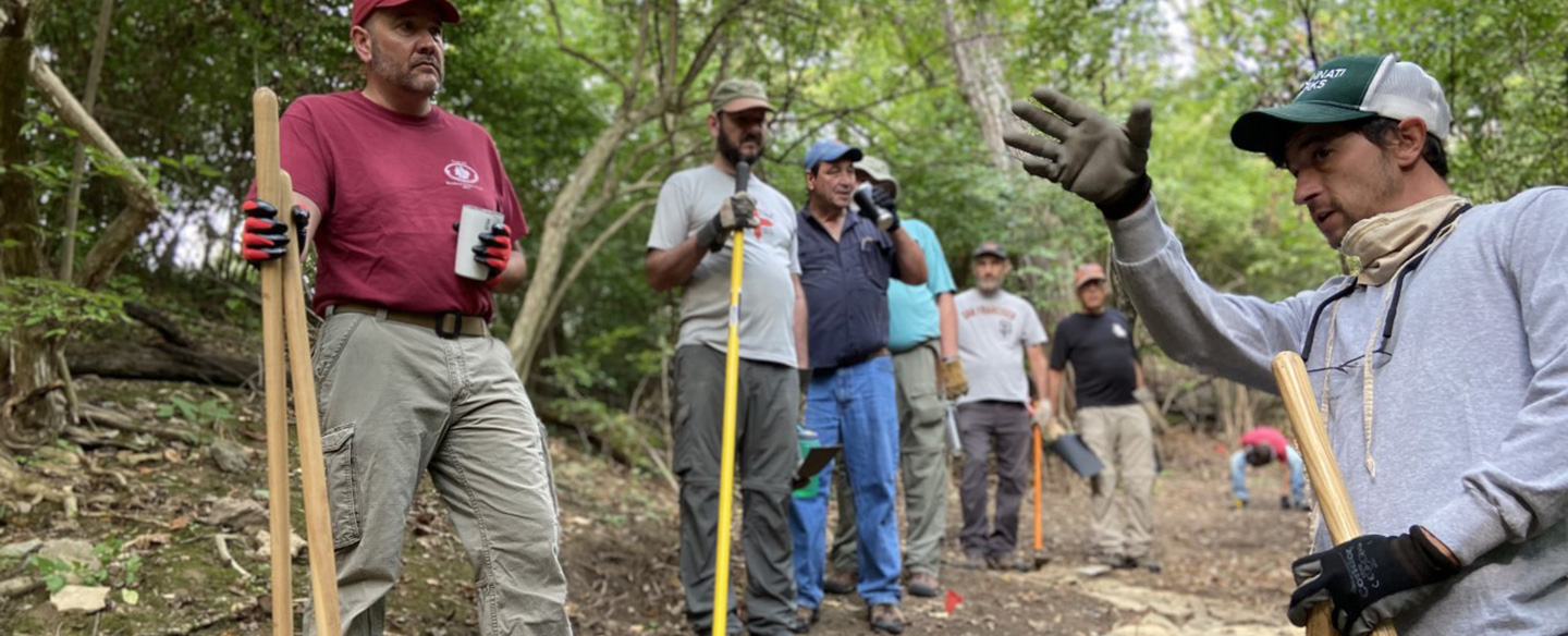 Volunteers work with Parks Team