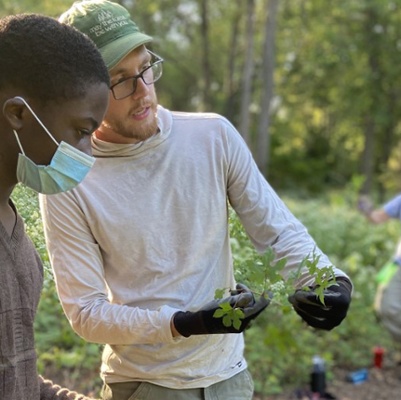 Identifying plants at Walnut Woods of Evanston