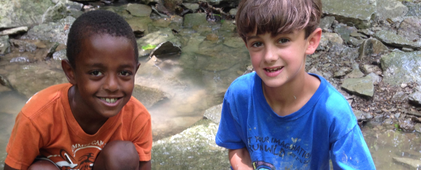 Day Campers Playing in French Park Creek