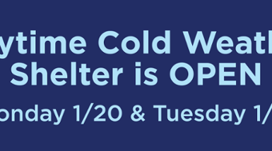 City Will Open Daytime Cold Weather Shelter 1/20 and 1/21