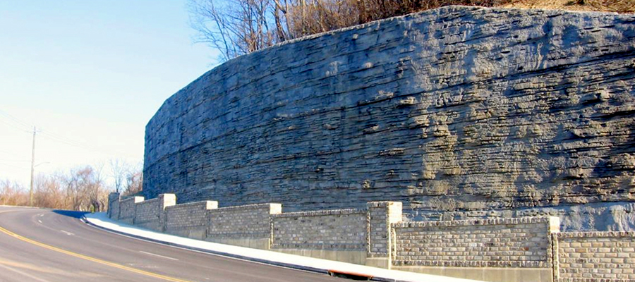 a retaining wall protects the right of way