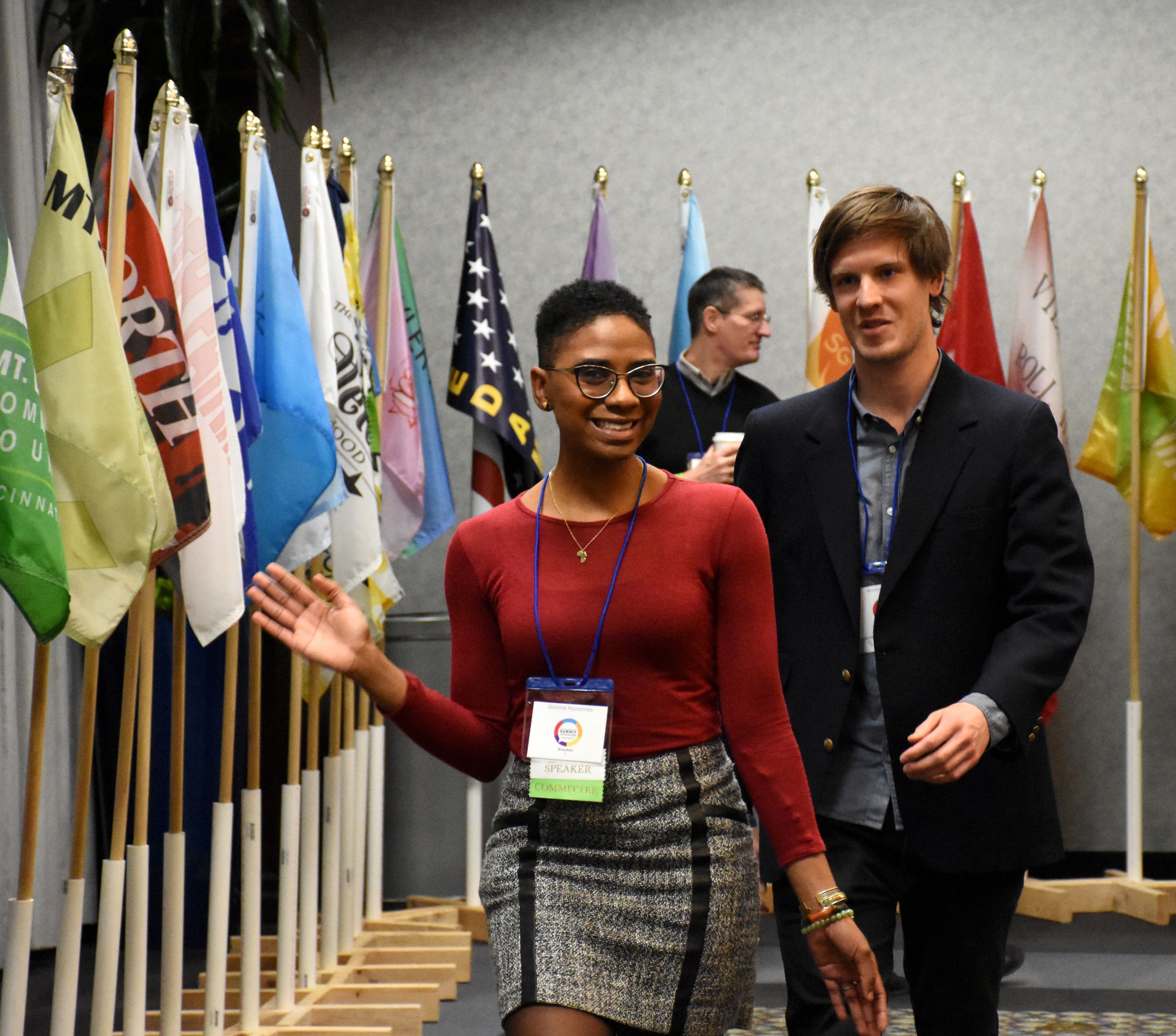 Jasmine Humphries and team walk to stage to accept Engage Cincy prize